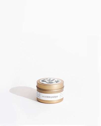 Leather Jacket Gold Travel Candle by Brooklyn Candle Studio