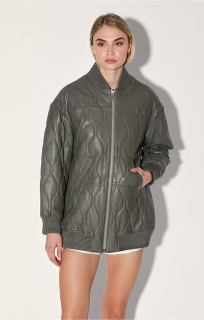 Kyrie Jacket, Army - Puffer Leather by Walter Baker