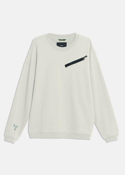 Konus Men's  Zipper Chest Pocket Sweatshirt in  in Off White by Shop at Konus