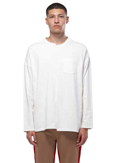 Konus Men's Unbalanced Hem Long Sleeve Tee in White by Shop at Konus