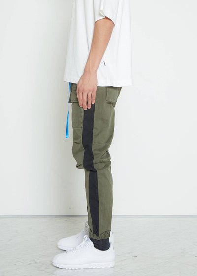 Konus Men's Woven Jogger with Tape in Olive by Shop at Konus