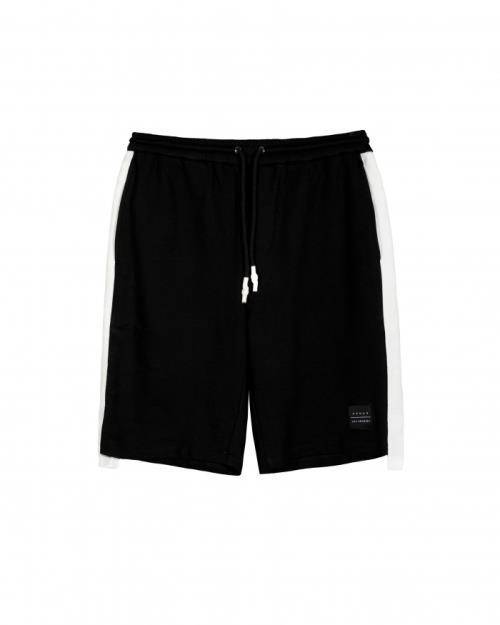 Konus Men's Sweat Shorts w/ White Tape on Side in Black by Shop at Konus