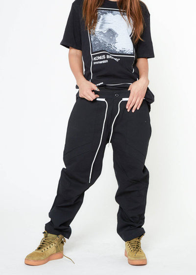 Konus Men's Cropped Pants With Drawcord in Black by Shop at Konus