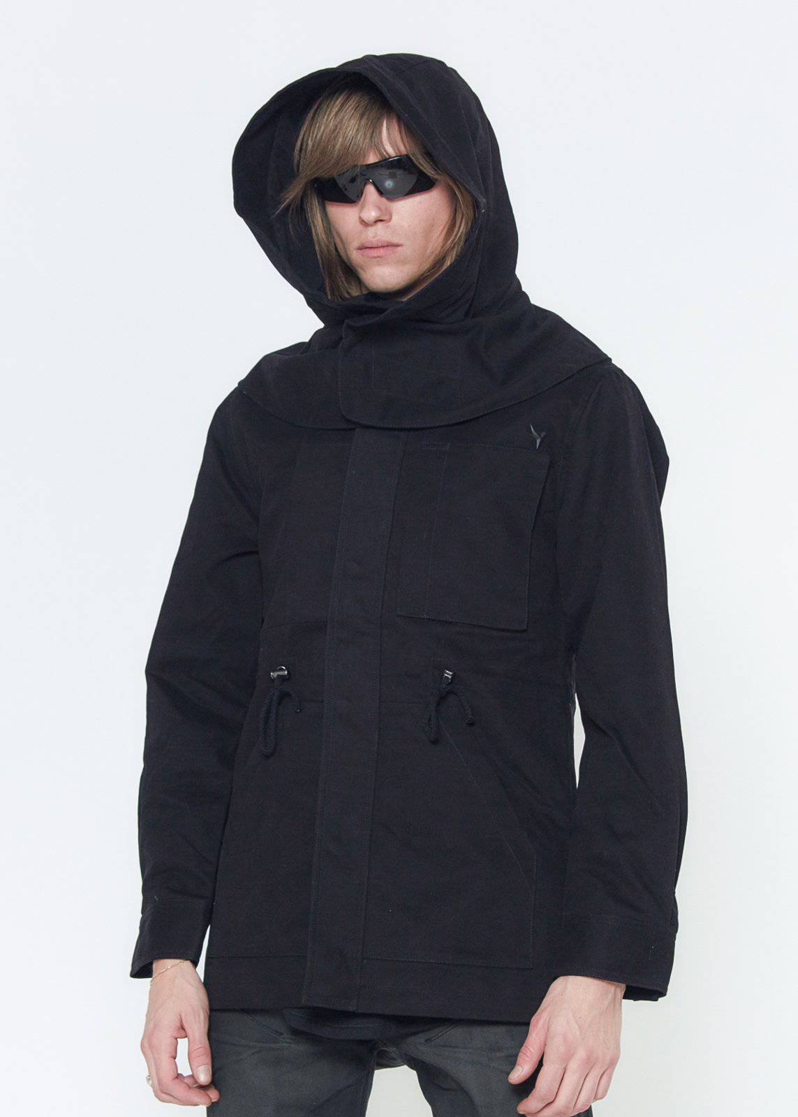 Konus Men's M-65 Jacket With Oversized Hood in Black by Shop at Konus