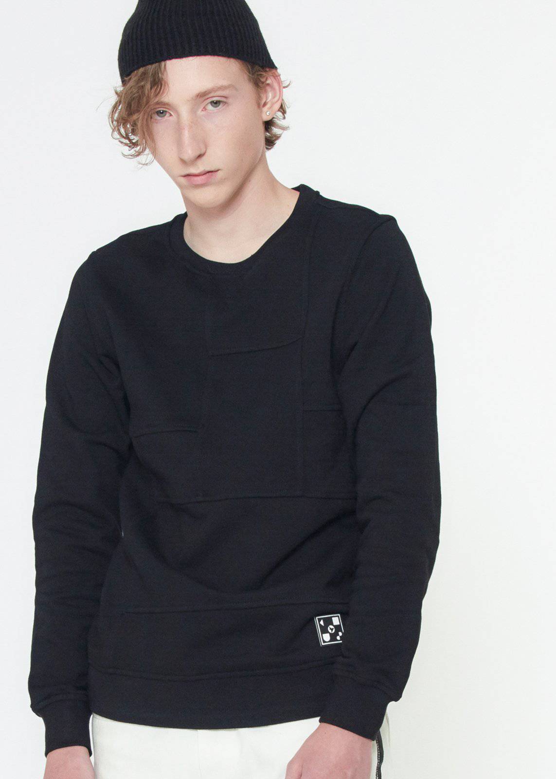 Konus Men's Sweatshirt w/ Paneling on Front  in Black by Shop at Konus