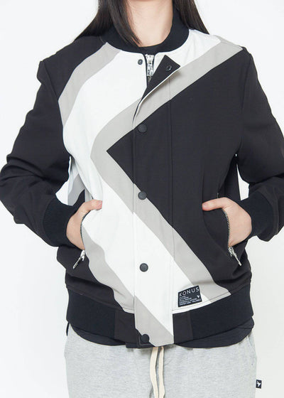 Konus Men's Bomber Jacket With Geometric Panels in Black by Shop at Konus