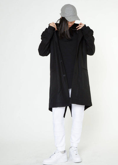 Konus Men's Wool Blend Fish Tail Coat in Black by Shop at Konus