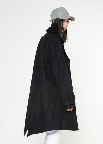 Konus Men's Wool Blend Fish Tail Coat in Black by Shop at Konus