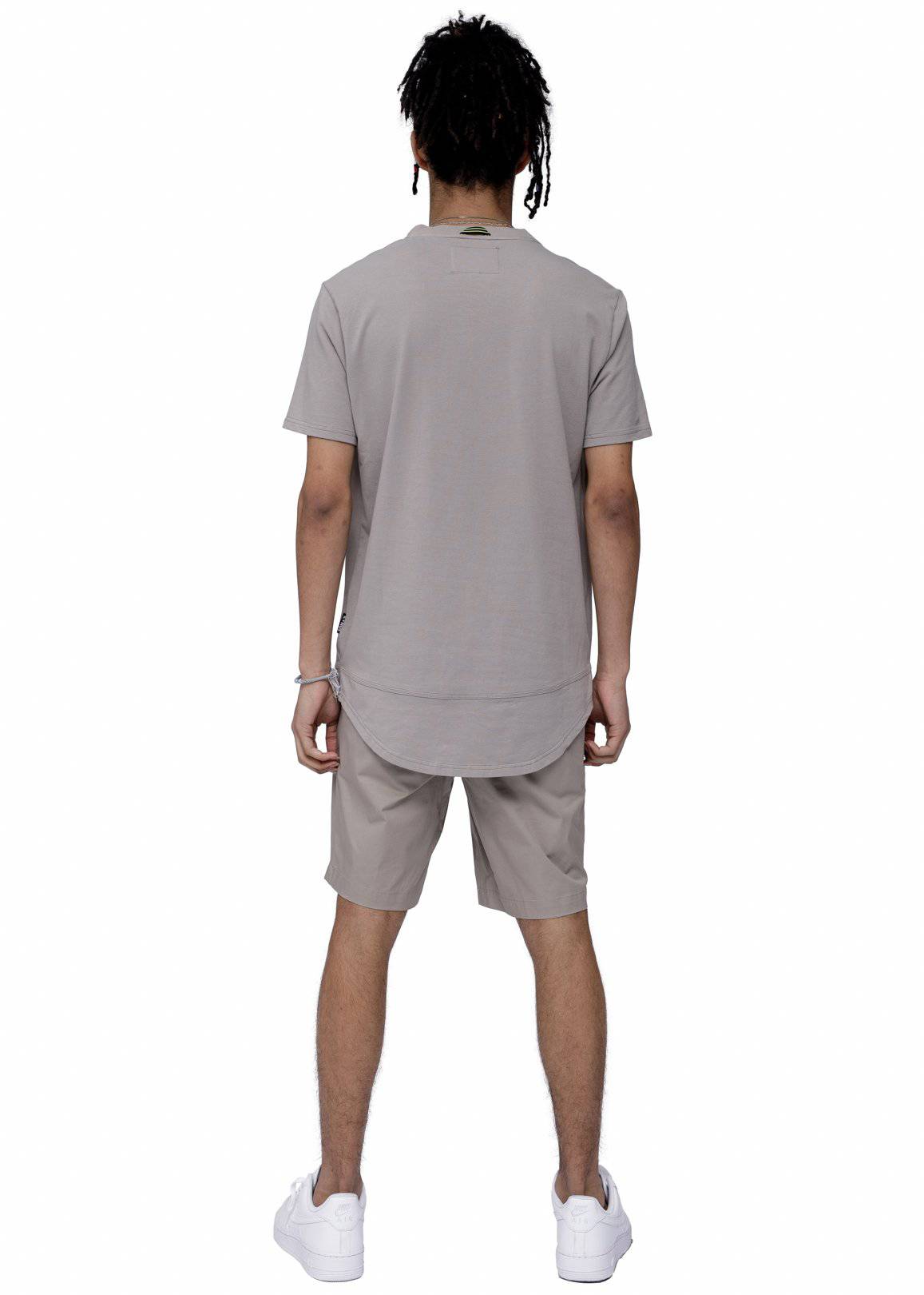 Men's T-Shirt with Curved hem In Taupe by Shop at Konus