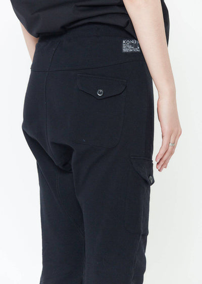 Konus Men's Drop Crotch Cargo Pockets Sweatpants in Black by Shop at Konus