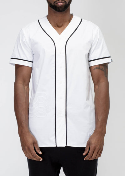 Konus Men's Woven Baseball Jersey Shirt in White by Shop at Konus