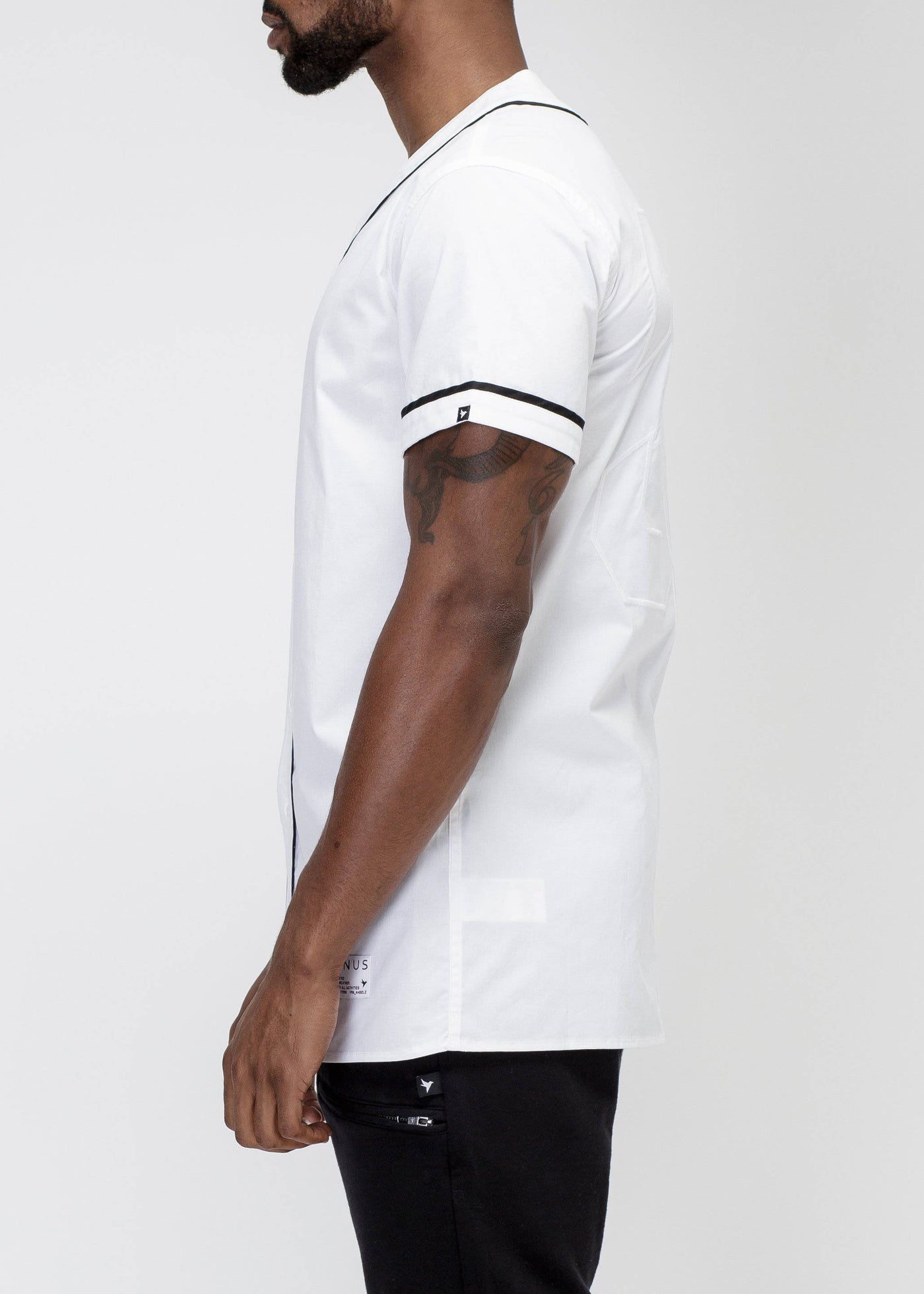 Konus Men's Woven Baseball Jersey Shirt in White by Shop at Konus