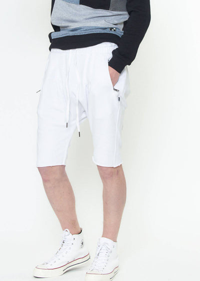 Konus Men's Cutoff French Terry Shorts in White by Shop at Konus