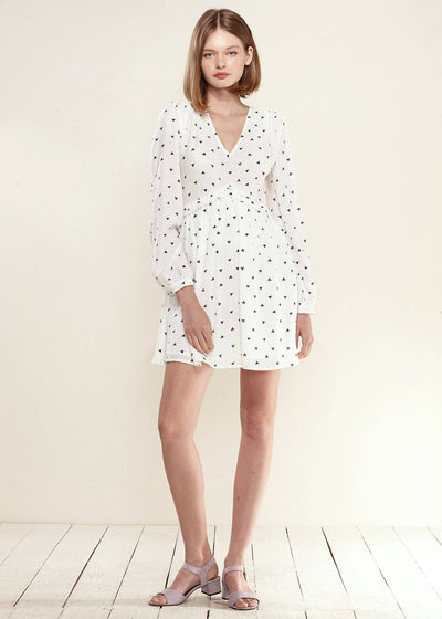 Triangle Print Long Sleeve Dress in White Triangle by Shop at Konus