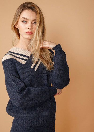 Women's Varsity Sweater in Midnight by Shop at Konus