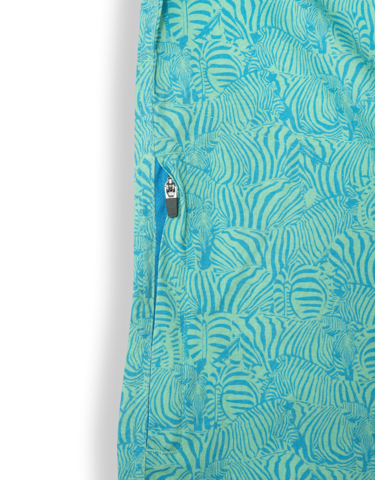 TOO MANY LINES - TURQUOISE ZEBRA  7-SEAS™ BUTTON UP by Bajallama