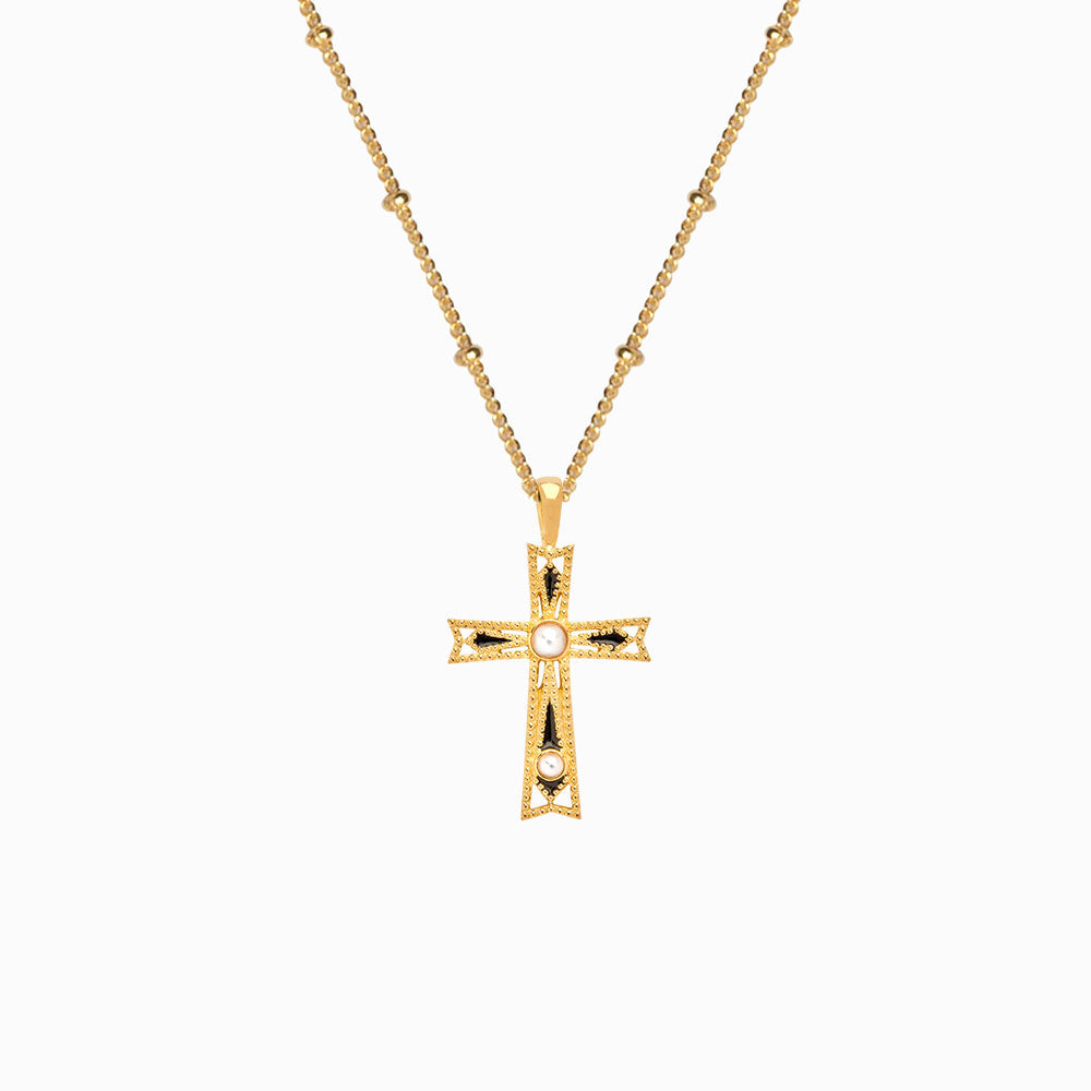 Enamel Cross Necklace by Awe Inspired