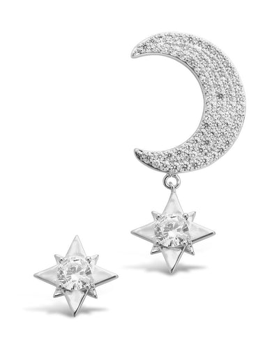 Asymmetric CZ Burst & Crescent Drop Studs by Sterling Forever