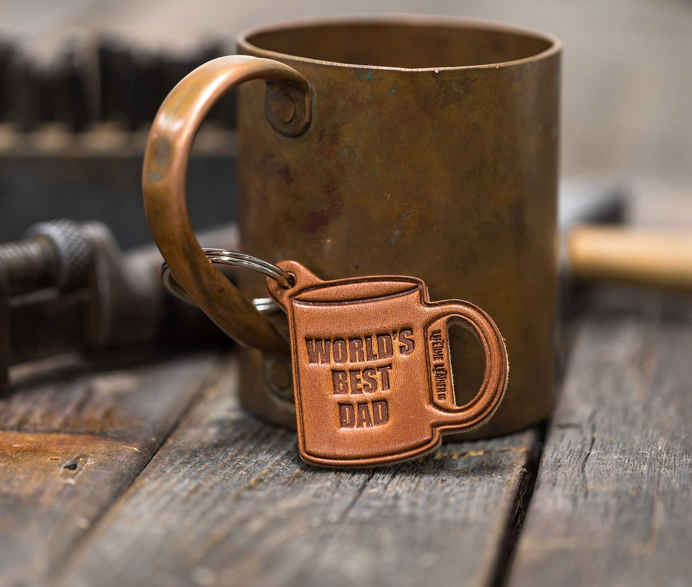 World's Best Dad Leather Keychain by Lifetime Leather Co