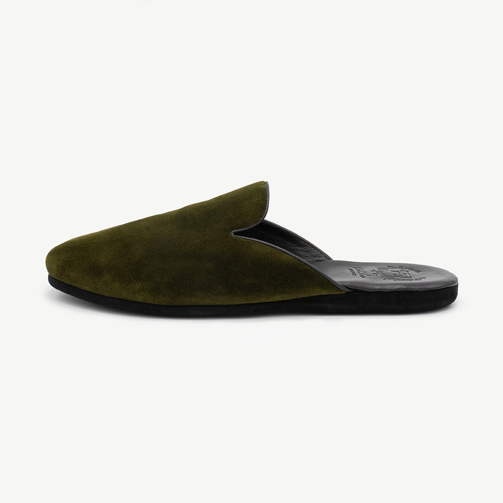 Men's Green Velvet House Slipper by Del Toro Shoes
