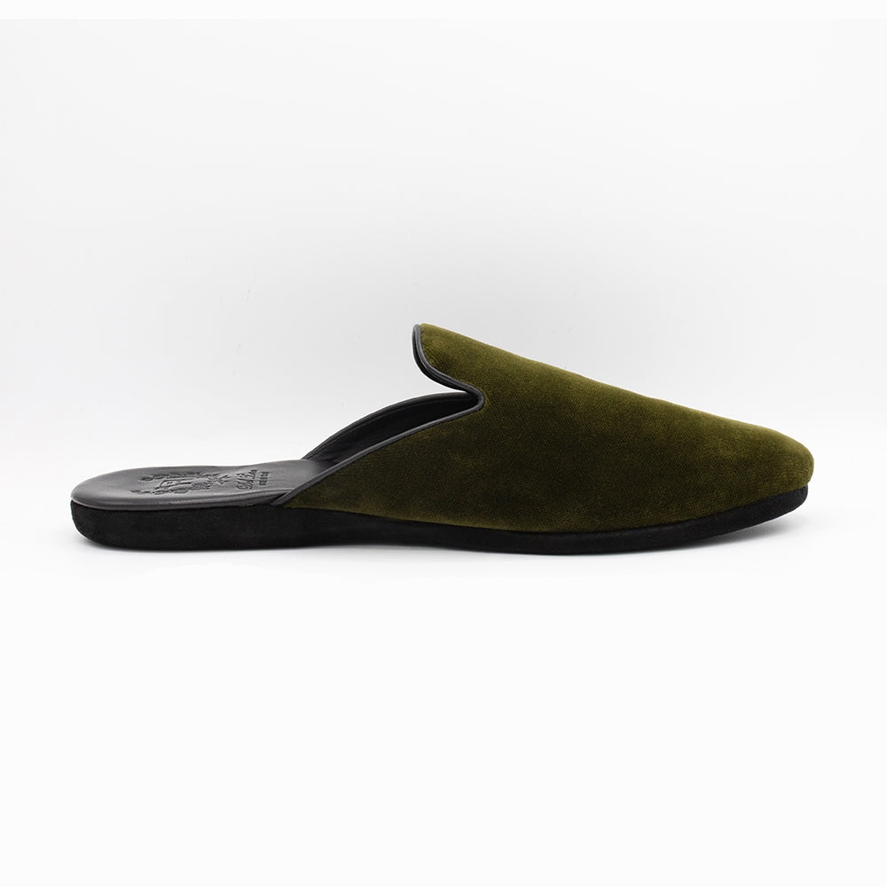 Men's Green Velvet House Slipper by Del Toro Shoes