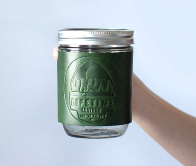 Leather Mason Jar Coozie by Lifetime Leather Co