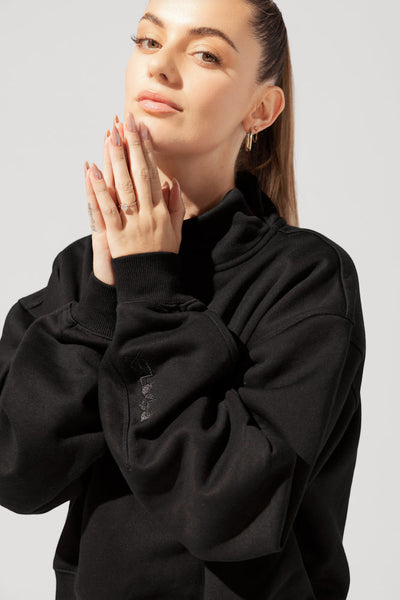 Uptown Mockneck Sweatshirt - Black by POPFLEX®