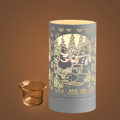 7" Touch lamp/Oil burner/Wax warmer-White Snowman Family by Peterson Housewares & Artwares