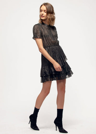 Lurex Yoryu Ruffle Dress In Black by Shop at Konus