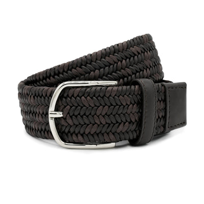 Men's Brown Leather Woven Belt by Del Toro Shoes