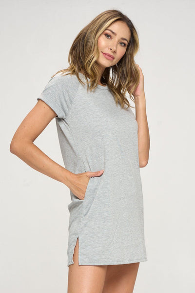 Desi - Heather Grey T-Shirt Dress by EVCR