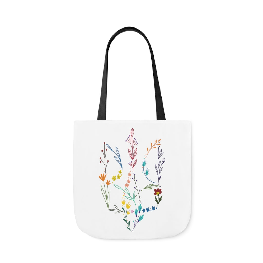 Floral Tryzub Canvas Tote Bag