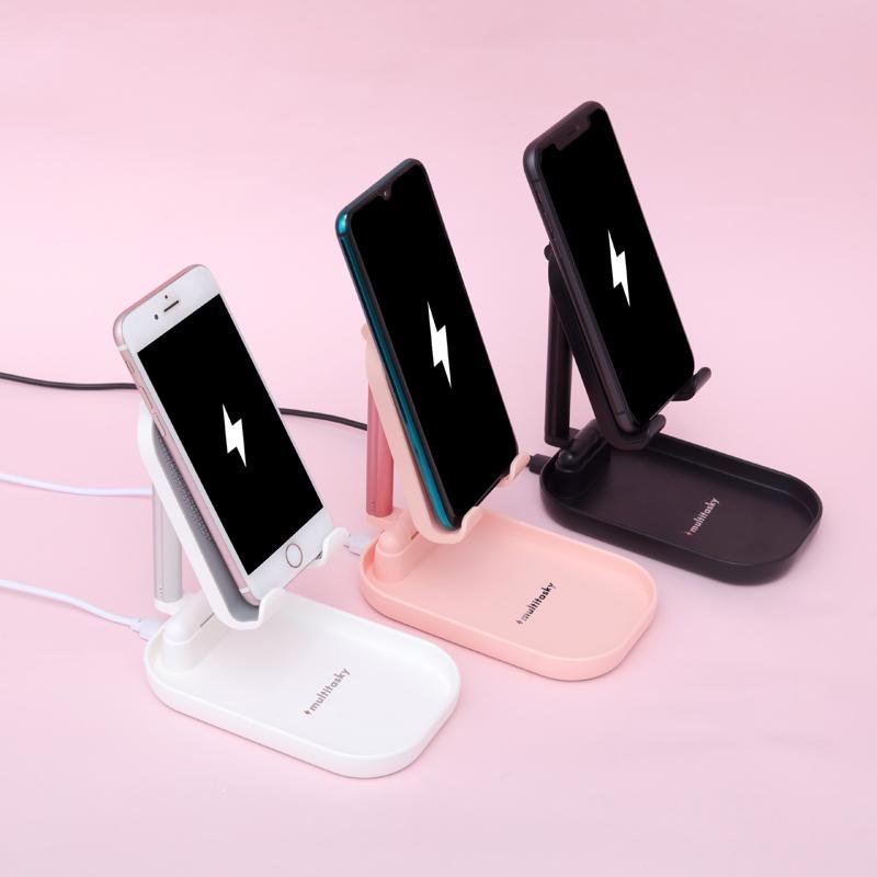 Deluxe Foldable Cell Phone Charger Stand & iPad Holder by Multitasky