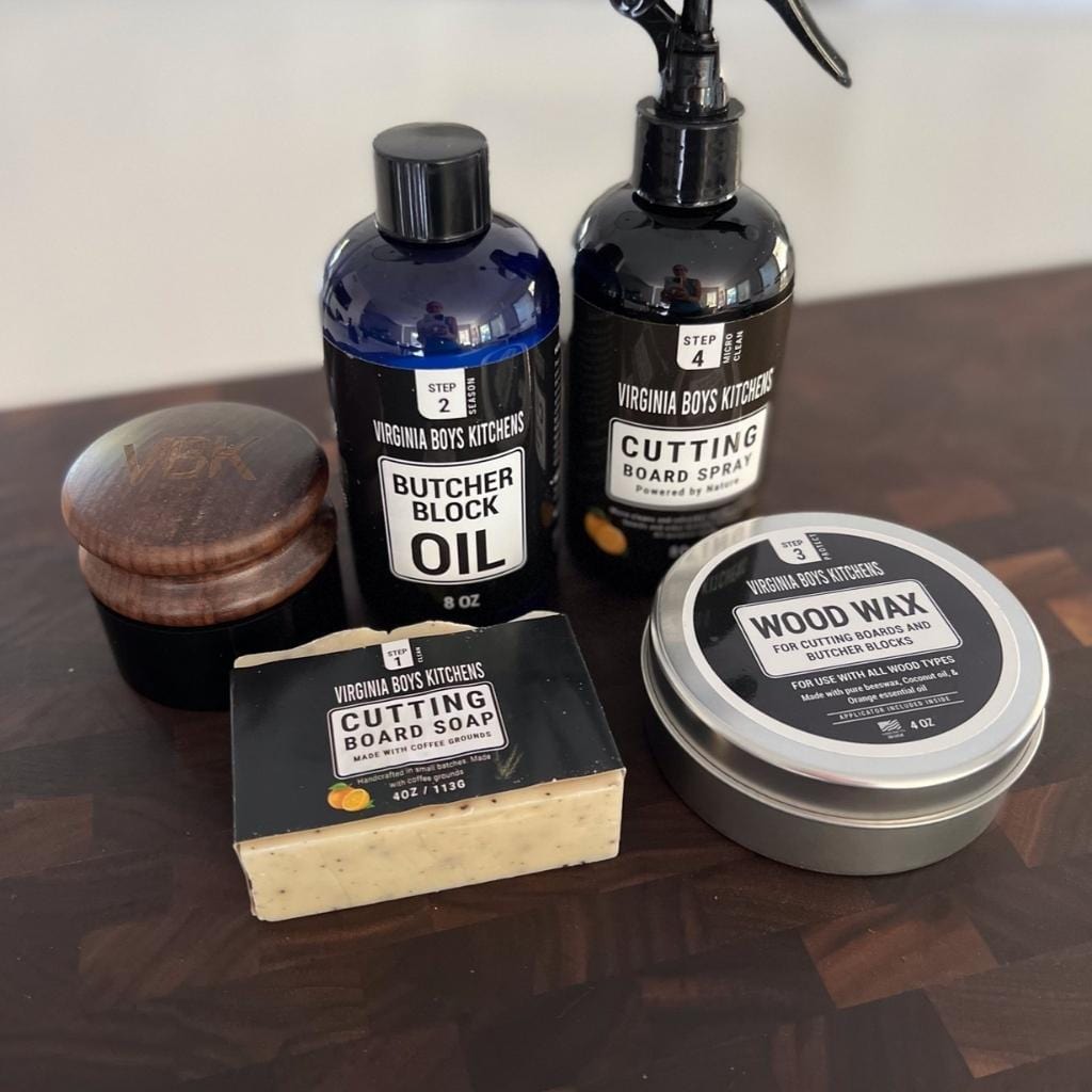 Cutting Board, Cast Iron & Hand Soap by Virginia Boys Kitchens