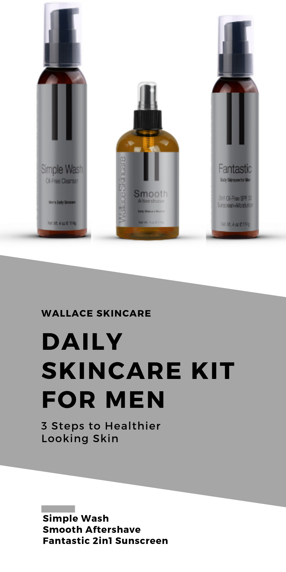 Daily Skincare Kit for Men - Simple Wash, Smooth and Fantastic by Wallace Skincare